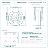 6" x 2" thermoplastic rubber rigid stainless caster reference drawing, side, front and top plate views with dimensions