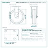 S34-R-820-DUA-03 8 x 2 in polyurethane rigid caster reference drawing, side, front and top plate views with dimensions
