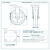 S34-R-820-RN-03 8 x 2 in nylon rigid caster reference drawing, side, front and top plate views with dimensions