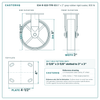 S34-R-820-TPR-03 8 x 2 in gray rubber rigid caster reference drawing, side, front and top plate views with dimensions