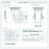 S34-S-420-HPO-03 4 x 2 in polyolefin swivel caster reference drawing, side, front and top plate views with dimensions