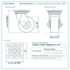 S34-S-420-HU-03 4 x 2 in solid polyurethane swivel caster reference drawing, side, front and top plate views with dimensions