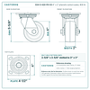 S34-S-420-PH-03 4 x 2 in phenolic swivel caster reference drawing, side, front and top plate views with dimensions
