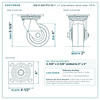 S34-S-420-PTU-03 4 x 2 in polyurethane swivel caster reference drawing, side, front and top plate views with dimensions