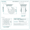 S34-S-420-RN-03 4 x 2 in nylon swivel caster reference drawing, side, front and top plate views with dimensions