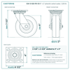S34-S-620-PH-03 6 x 2 in phenolic swivel caster reference drawing, side, front and top plate views with dimensions