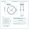 S34-S-820-PPR-03 8 x 2 in rubber swivel caster reference drawing, side, front and top plate views with dimensions