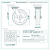 S34-S-820-PTU-03 8 x 2 in polyurethane swivel caster reference drawing, side, front and top plate views with dimensions