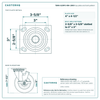 TBRK-620PO-MH-2800 top plate bolt pattern drawing, 4 x 4-1/2 in plate, 2-5/8 x 3-5/8 in slotted to 3 x 3 in, slotted bolt holes