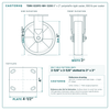 TBRK-820PO-MH-3200 8 x 2 in polyolefin rigid caster reference drawing, 800 lb per caster (set of 4: 2 swivel with side brake + 2 rigid), side, front and top plate views with dimensions