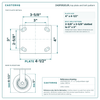 Top plate bolt pattern drawing, 4 x 4-1/2 in plate, 2-5/8 x 3-5/8 in slotted to 3 x 3 in, slotted bolt holes