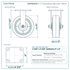 6" x 2" polyurethane rigid caster reference drawing, side, front and top plate views with dimensions