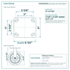 Top plate bolt pattern drawing, 4 x 4-1/2 in plate, 2-5/8 x 3-5/8 in slotted to 3 x 3 in, slotted bolt holes