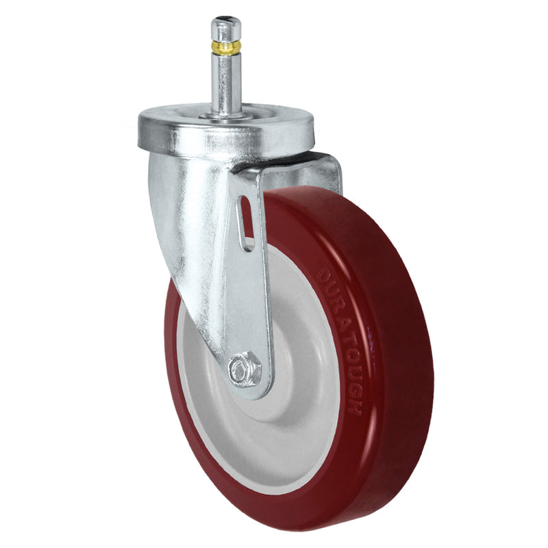 5" x 1-1/4" Maroon Premium Polyurethane Swivel Caster – 350 lb | 7/16" x 1-3/8" Grip Ring Stem | CasterHQ