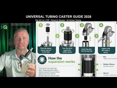 Video: expanding rubber stem casters for square and round tubing