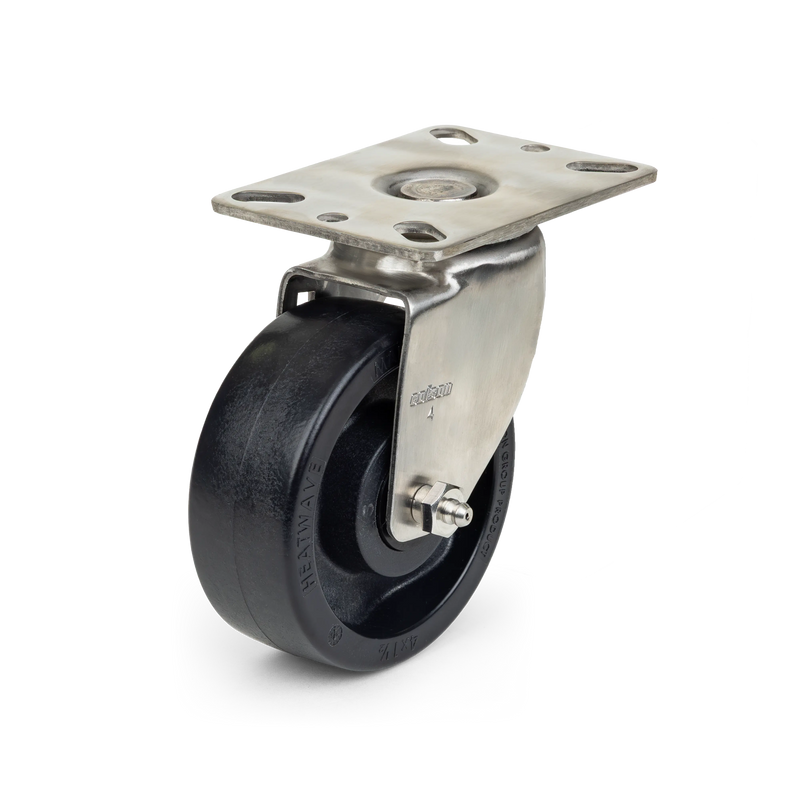 SSHS40P2HPB 4" Stainless High-Temp Bakery Rack Caster (500°F) — Swivel Only (No Brake) CasterHQ