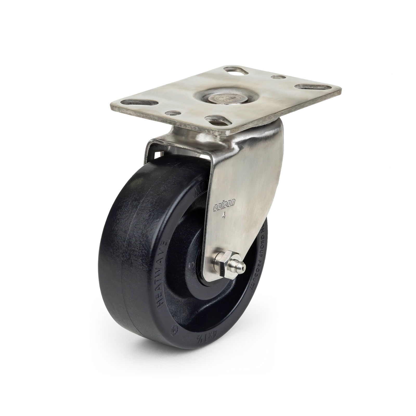 SSHS40P2HPB 4" Stainless High-Temp Bakery Rack Caster (500°F) — Swivel Only (No Brake) CasterHQ