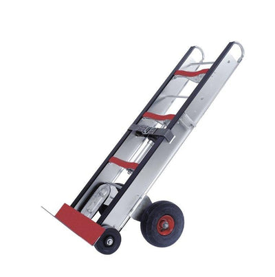 Stevens BWA-M big wheel attachment mounted on a Stevens MRT magnesium appliance truck, silver bracket with air tires on red hubs