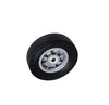 Stevens W-19 wheel used on the ESCORT SRT-8: 8 x 2-1/2 in solid rubber tire on a gray hub with 5/8 in ball bearing bore