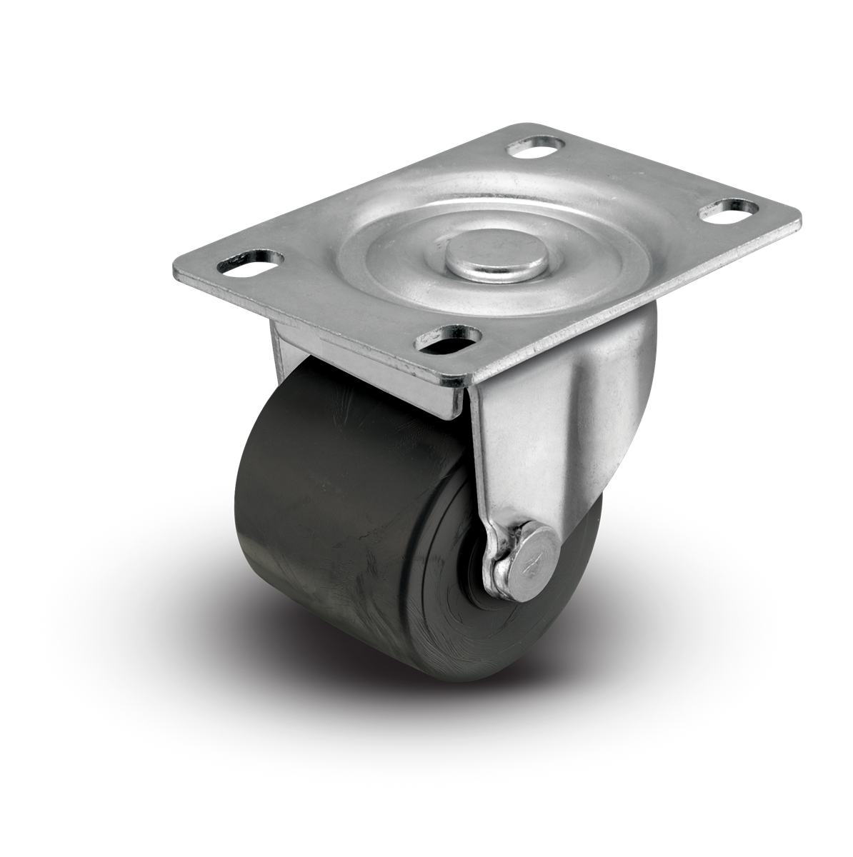 2" Low Profile Swivel Plate Caster - Polyolefin Log Wheel - 300 Lbs ...