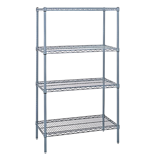 Nsf Certified Gray Epoxy Wire Shelving 4 Tier Heavy Duty Storage Rack 3756