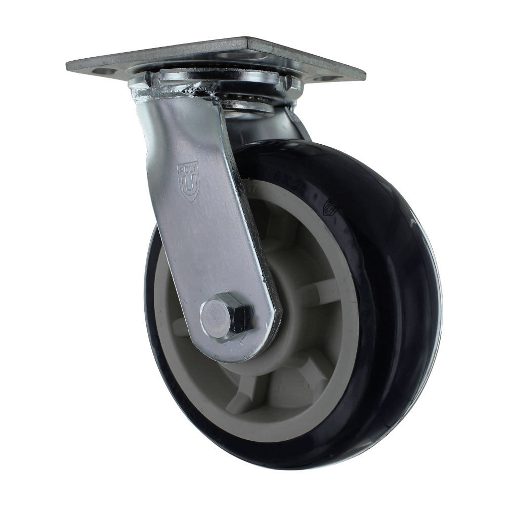 6 X 2 Heavy Duty Swivel Polyurethane Caster 1000 Lb Capacity